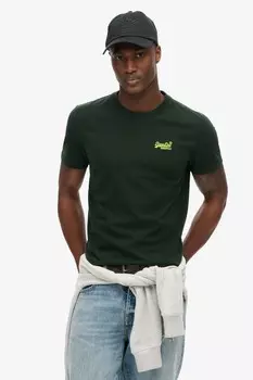 Винтажная вышитая футболка Superdry, зеленый