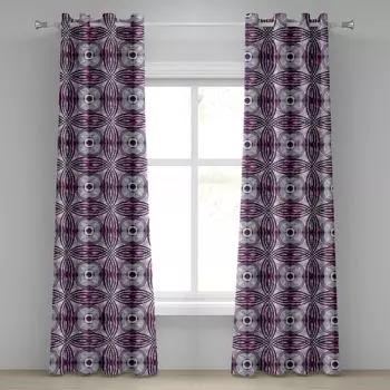 Винтажная занавеска с люверсами ABAKUHAUS, винтажные художественные геометрические полосы и круги с цветным принтом, декоративные оконные шторы с 2 панелями, 280 см x 260 см, лаванда-слива