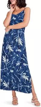 Винтажное ботаническое платье-комбинация NIC+ZOE, цвет Blue Multi