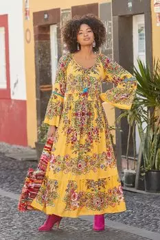 Винтажное кружевное платье макси Joe Browns, желтый