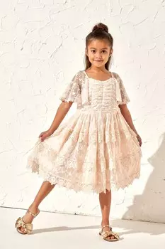 Винтажное кружевное сетчатое платье Annabelle Angel & Rocket, розовый