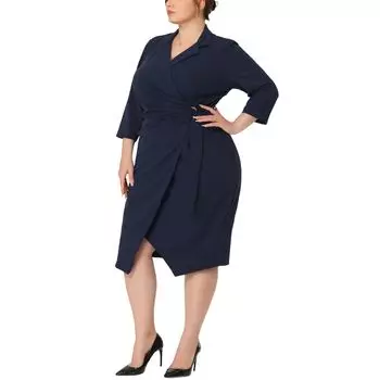 Винтажное платье 1950-х годов для женщин, элегантное платье-футляр с рукавами 3/4 больших размеров с зубчатыми лацканами Agnes Orinda