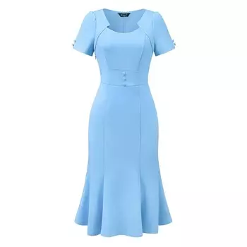 Винтажное платье для женщин, рабочее коктейльное платье-миди с рыбьим хвостом ALLEGRA K, цвет Light Blue