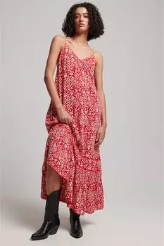 Винтажное платье на бретелях Long Beach Superdry, красный