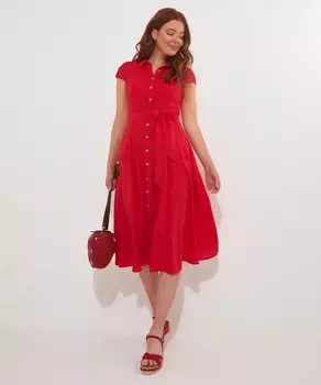 Винтажное платье-рубашка миди с завязкой на талии в стиле сафари Joe Browns, красный