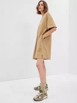 Винтажное платье с логотипом Gap, бежевый