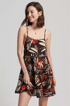 Винтажное пляжное мини-платье на бретелях Superdry, черный