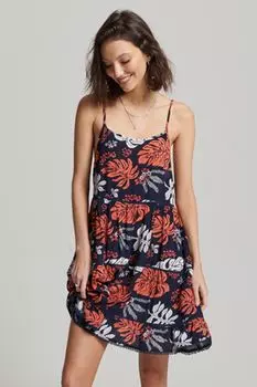 Винтажное пляжное мини-платье на бретелях Superdry, синий