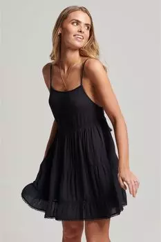 Винтажное пляжное мини-платье на бретелях Superdry, синий