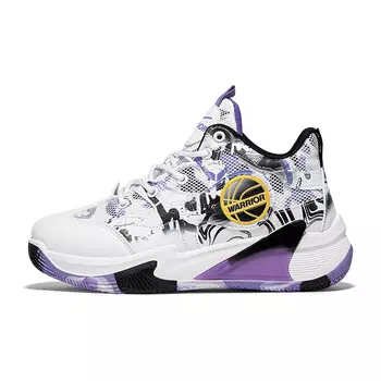 Винтажные баскетбольные кроссовки мужские среднего размера белый/фиолетовый/черный Warrior