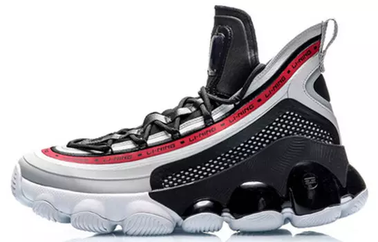 Винтажные баскетбольные кроссовки мужские высокие черные/красные Lining