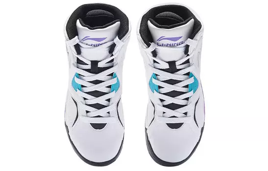 Винтажные баскетбольные кроссовки женские высокие стандартные белые/кварцево-фиолетовые Lining