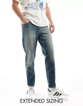Винтажные бирюзовые и темно-синие зауженные джинсы ASOS DESIGN со вставками
