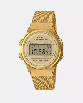 Винтажные цифровые мужские часы из золотой стали A171WEMG-9AEF Casio, золотой