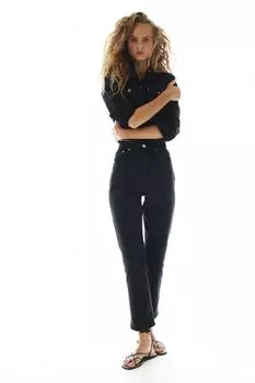 Винтажные джинсы Mom Fit со сверхвысокой лодыжкой H&M