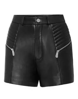 Винтажные кожаные шорты PHILIPP PLEIN, черный