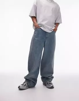 Винтажные мешковатые джинсы Topman средней степени стирки