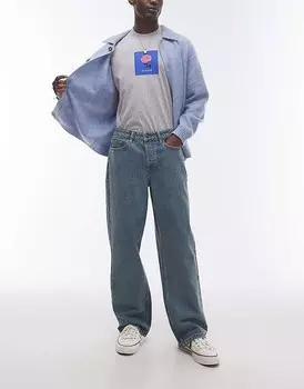 Винтажные мешковатые джинсы Topman средней степени стирки