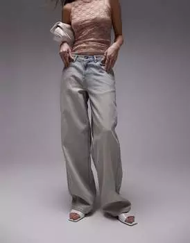 Винтажные отбеливающие джинсы с низкой посадкой и застежкой на спине Topshop