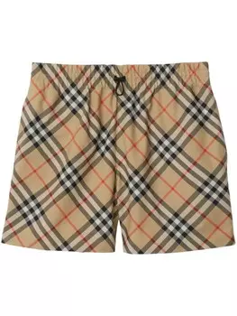 Винтажные шорты в клетку Burberry, нейтральный цвет