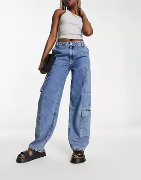 Винтажные синие широкие джинсы-карго ASOS DESIGN