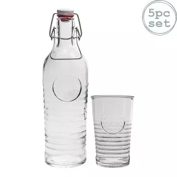 Винтажные стаканы и бутылка с крышкой Bormioli