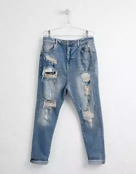 Винтажные светло-синие джинсы с крупными прорехами ASOS DESIGN