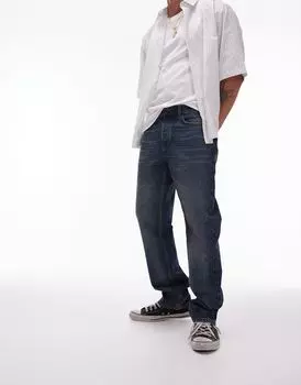 Винтажные темно-синие зауженные джинсы Topman