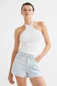 Винтажные высокие джинсовые шорты H&amp;M, бледно-голубой деним