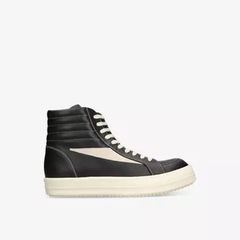 Винтажные высокие кроссовки из кожи с контрастной строчкой Rick Owens, черный