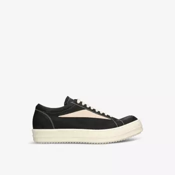 Винтажные замшевые низкие кеды с контрастной строчкой Rick Owens, черный