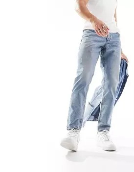 Винтажные зауженные джинсы с потертостями ASOS DESIGN синего оттенка