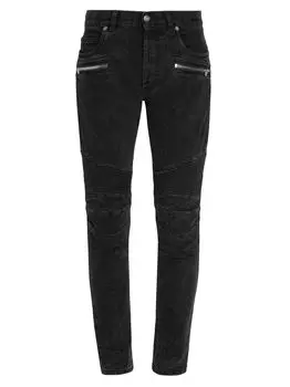 Винтажные зауженные джинсы в рубчик Balmain, нуарный