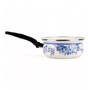 Винтажный эмалированная кастрюля saney, синий/белый