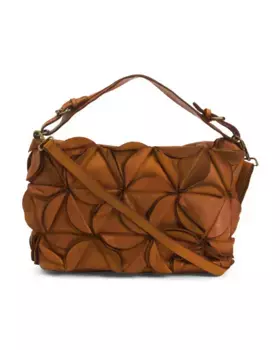 Винтажный бродяга из кожи с рядами лепестков, сделанный в Италии Isadora, цвет Cuoio