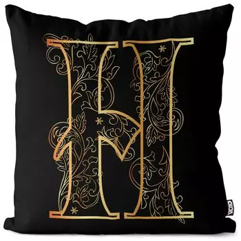 Винтажный чехол на подушку VOID H с буквой H и цветочным принтом, полиэстер, водонепроницаемая подушка для улицы и дома. Размер: 80 x 80 см.