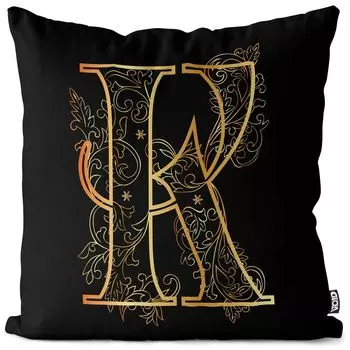 Винтажный чехол на подушку VOID K с буквенным принтом и цветочным принтом, полиэстер, водонепроницаемая подушка для улицы и дома. Размер: 80 x 80 см.