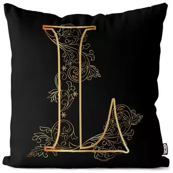 Винтажный чехол на подушку VOID L с буквенным принтом и цветочным принтом, полиэстер, водонепроницаемая подушка для улицы и дома. Размер: 80 x 80 см.