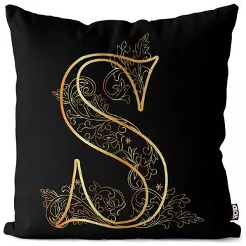 Винтажный чехол на подушку VOID S с буквенным принтом и цветочным принтом, полиэстер, водонепроницаемая подушка для улицы и дома. Размер: 80 x 80 см.