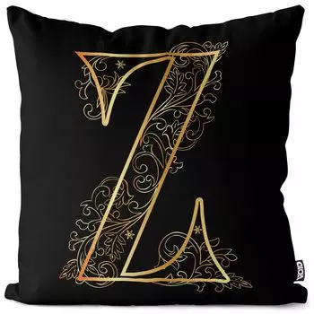 Винтажный чехол на подушку VOID Z с буквами и цветочным принтом, полиэстер, водонепроницаемая подушка для улицы и дома. Размер: 60 x 60 см.