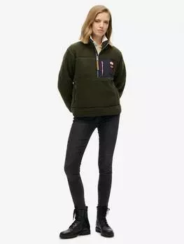 Винтажный флисовый джемпер в стиле ретро на молнии наполовину Superdry, цвет Army Khaki Green