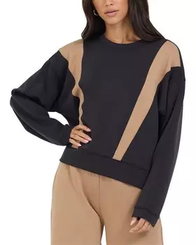 Винтажный флисовый топ Havana Colorblock Cloud с круглым вырезом Vintage Havana, черный