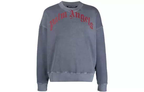 Винтажный изогнутый логотип с круглым вырезом Palm Angels, серый