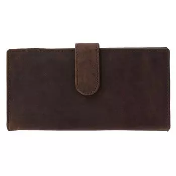 Винтажный кожаный кошелек с чековой книжкой с RFID-застежкой и застежкой-кнопкой CTM, коричневый