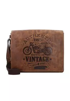 Винтажный кожаный мессенджер Cafe Racer 33 см Green Burry, коричневый