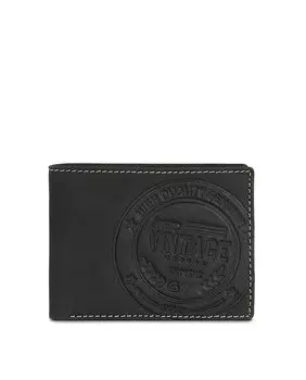 Винтажный кожаный мужской кошелек черного цвета SKPAT, черный