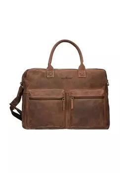 Винтажный кожаный портфель 40 см с отделением для ноутбука Green Burry, коричневый