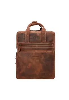 Винтажный кожаный рюкзак 38 см с отделением для ноутбука Green Burry, коричневый