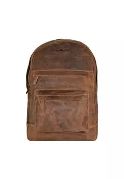 Винтажный кожаный рюкзак в стиле ретро 42 см с отделением для ноутбука Green Burry, коричневый