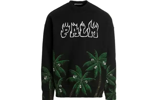 Винтажный круглый вырез с пальмами и черепами Palm Angels, черный